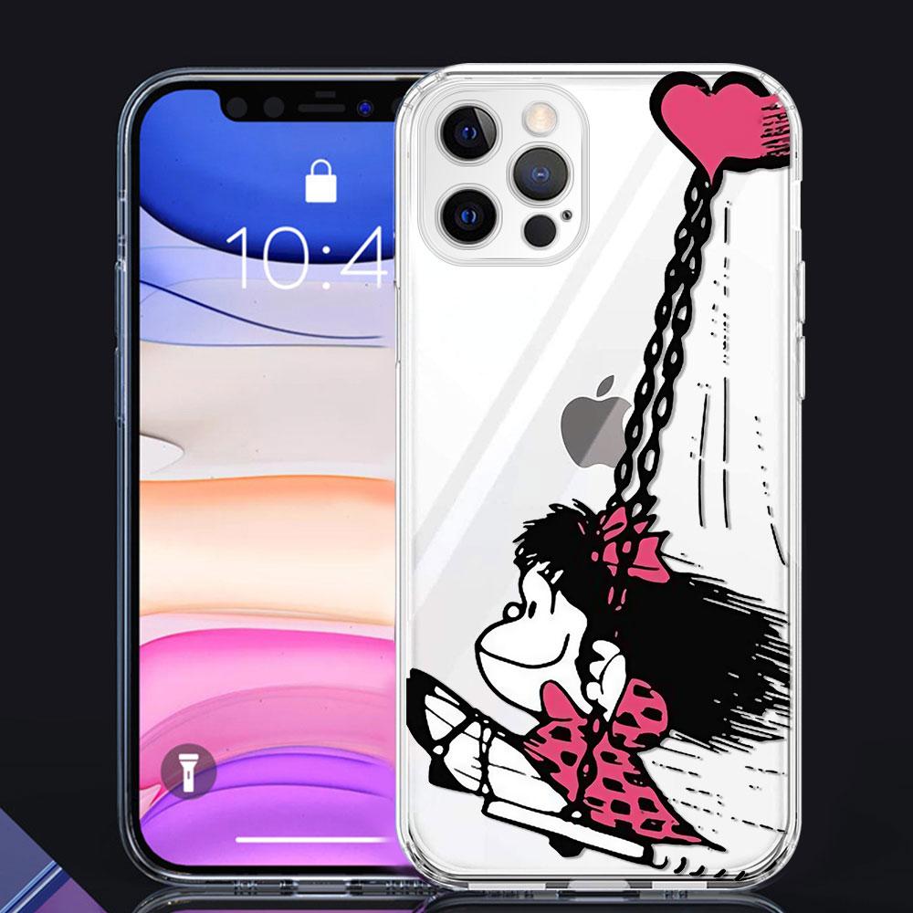 

Прозорий м’який чохол для Apple iPhone 7 11 12 Pro XR X XS Max 6 Plus 5 Силіконова накладка з видаленням з мультфільмом Mafalda Girl 13 Pro iPhone 13 Pro
