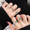 New Emerald Imitation Chalcedony High-End Inlaid Zir*****Pen Ring Niche Fashion Accessories Light Luxury Super Fairy Jewelry