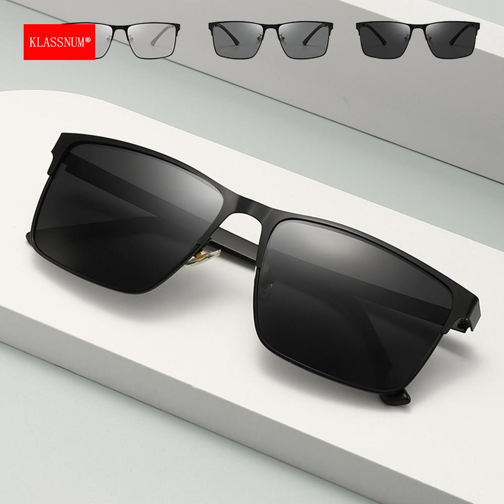 Dote Men's Photochromic Sunglasses Polarised Lens Classic Square Frame Chameleon Glasses Fishing Riding Driving Shades