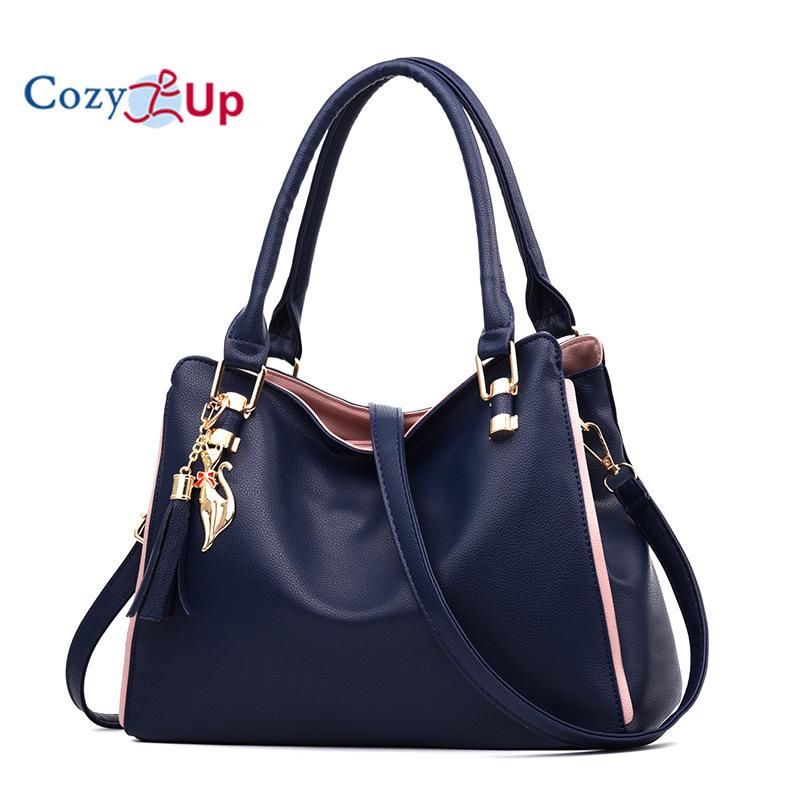 

Уютная женская сумка, кожаные сумки на ремне, мягкая дизайнерская сумка с верхней ручкой синий