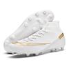 Football shoes high-top broken nails artificial turf leather feet men's and women's spikes competition student training shoes one piece 2025