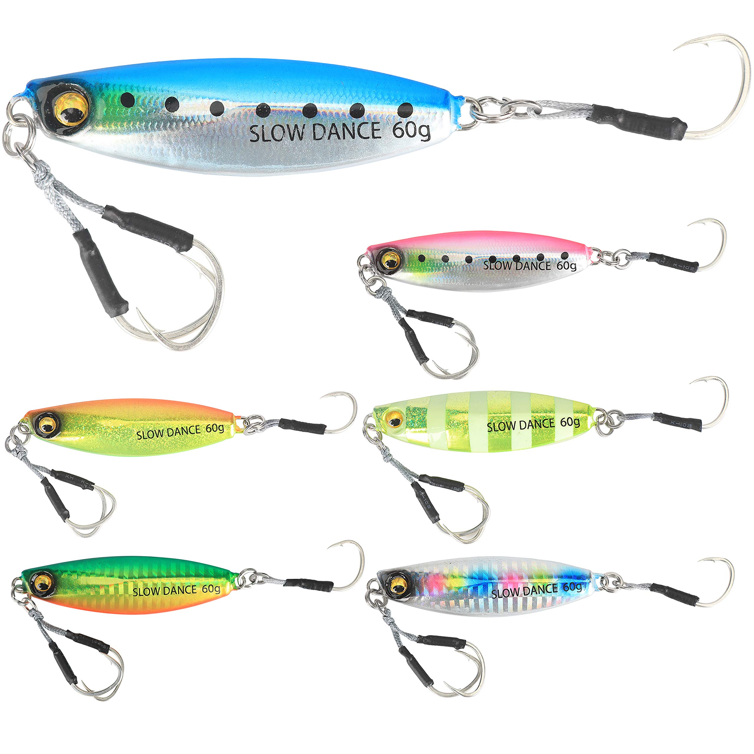 

REEF DREAM Metal Jig Set with Holographic Perfect for Sea Spanish and SLOW DANCE (24g, 35g, 60g, 6-Color Set) Japanese-Made Sheets. Bass, Bluefish,