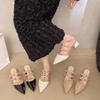 Sexy Women Pointed Toe Slippers Summer Mules Shoes Woman Heeled Sandals 2025 Trend Dress Pumps Shallow Chunky Slingback Slides