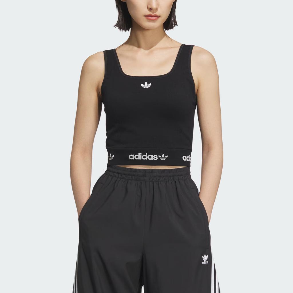 Adidas Originals SS25 Casual Fashion Comfortable Slim Fit Sports Vest Women Tops Black KB6420