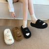 Cross fluffy slippers women wear autumn 2025 new versatile popular ins thick-bottomed cotton drag lazy slippers women