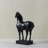 Standing Horse Figurine Rectangular Base Statue Indoor Black