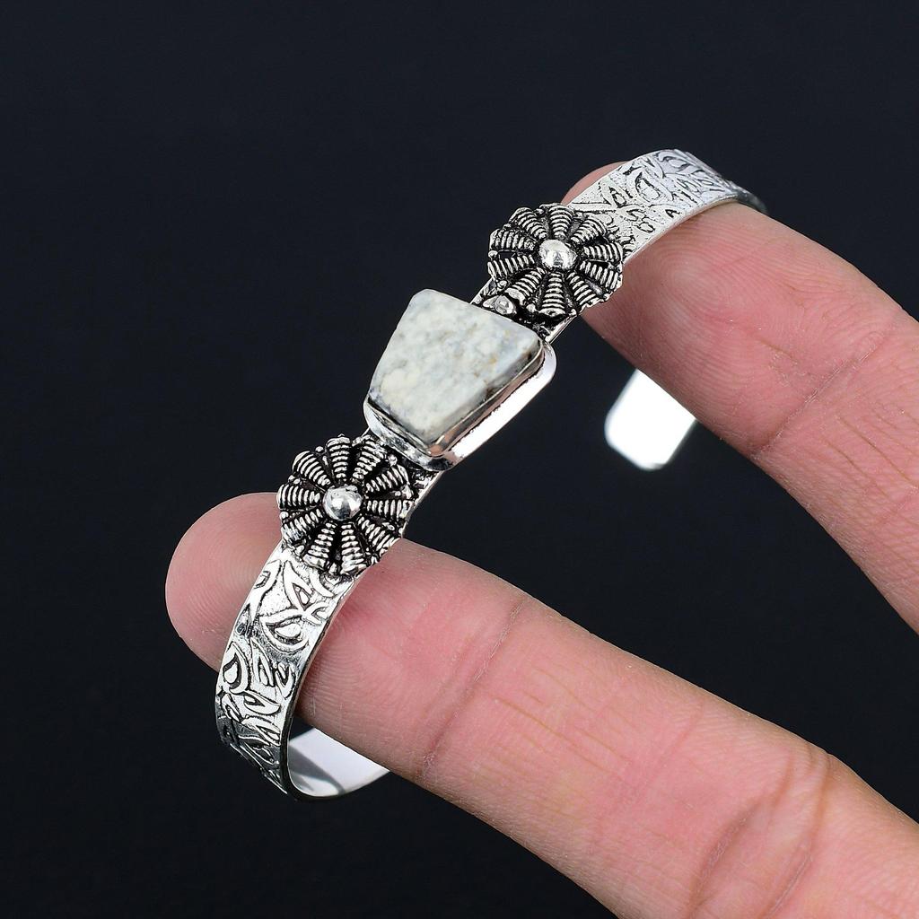 Daughters Day Sale Natural Cobra Jasper 925 Sterling Silver Wife Bangle Bracelet