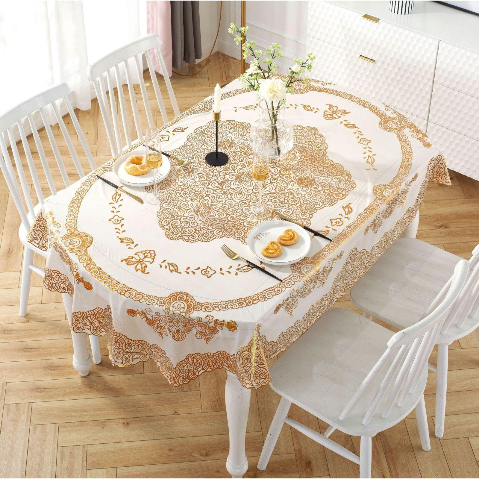 Ovaal Tafelkleed Waterdicht, Oliebestendig En Anti-Brandwonden Blijvend Rechthoekig Eettafelkleed Huishoudelijke Woonkamer Lichte Luxe Tafel 137*180cm oval