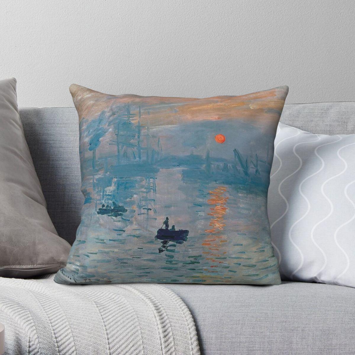 Green Harvest Unisex Claude Monet Impression Sunrise Pillowcase Polyester Linen Velvet Creative Zip Decorative Throw Pillow Case Sofa Cushion Case
