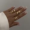 Punk Geometric Metal Irregular Rings for Women Men Vintage Gold Color Curved Open Ring Set Fashion Unisex Zircon Gift