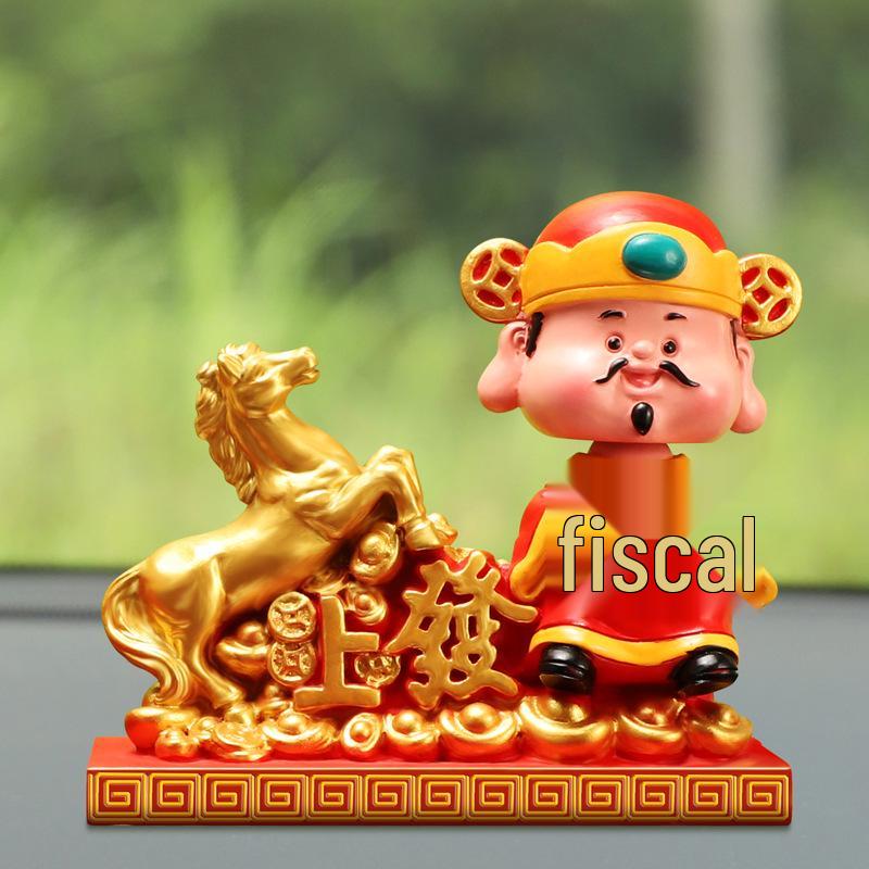 Shaking Head God of Wealth Car Ornament - New Year Fortune Desktop Decoration