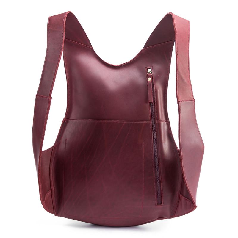 Men's Retro Dark Brown Crazy Horse Leather Backpack - College Style for Students