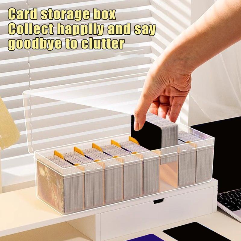 Clear Plastic Compartmentalized Organizer Box Holds 550+ Game Cards Storage Box With Adjustable Divider For Cards 1Pcs