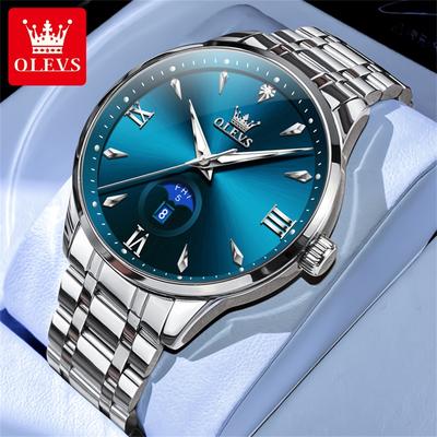 Classic Minimalist Dial Men's Watch Waterproof Dual Calendar Dial Quartz Watch Stainless Steel Strap Night Light Watch