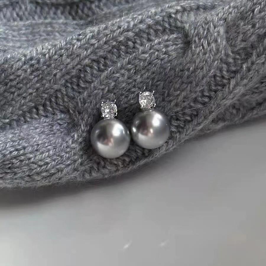 Cercei cu Perle Argintii cu Diamante - Design Elegant de Nișă pentru Femei