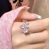 Sweet Dizzy! Pink Diamond Bow Ring, Women's Light Luxury Temperament Index Finger Ring, Niche Design, High-end Fashion Ring