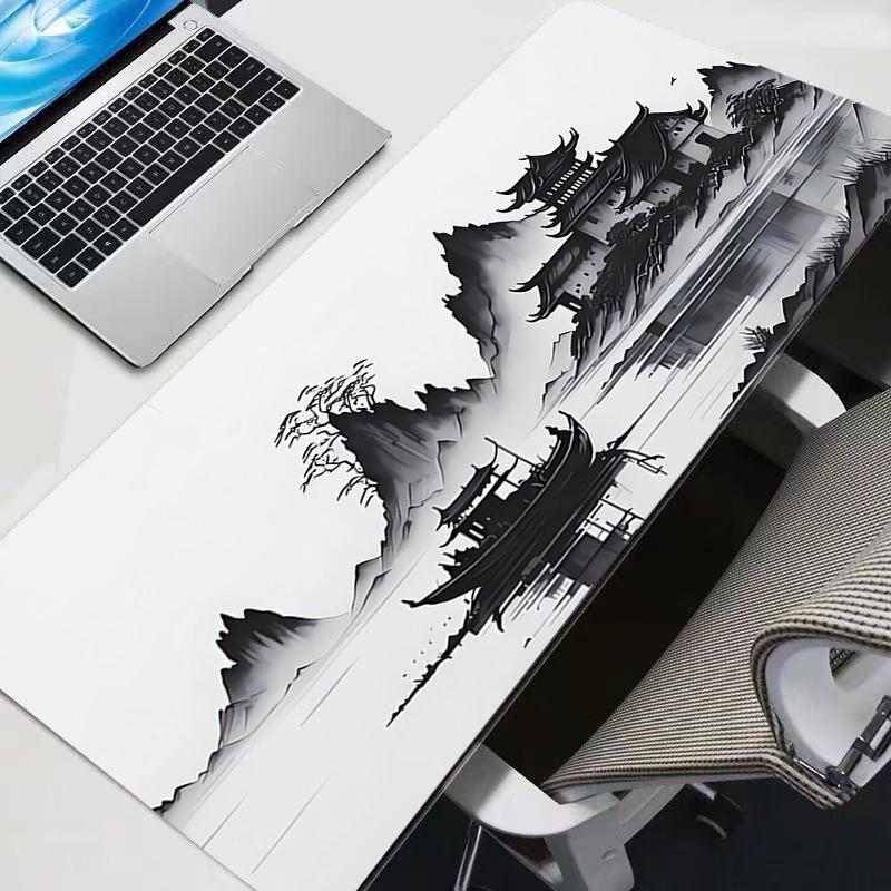 Podložka pod myš Styl inkoustové malby Herní Broskvový květ Velká XXL Klávesnice Stůl Podložka pod myš Koberec Gumová Herní Notebook Podložka pod myš