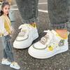 2025 Autumn Girls' Skate Shoes: Soft Sole, Non-Slip, Cartoon Design, Casual White.