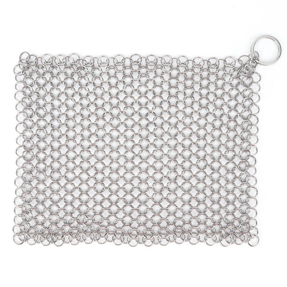 316 Rostfritt Stål Gjutjärnsrengörare Kedjepost Skrubborste Panna Nät Hem Köksprodukter Köksverktyg Rengöringstillbehör