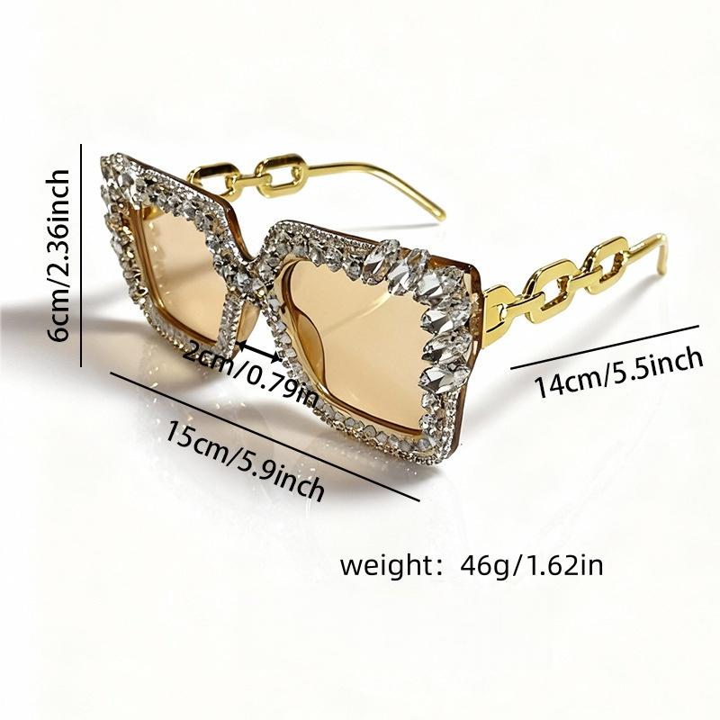 2026 Luxury Rhinestone Square Sunglasses For Women Oversized Bling Frame UV400 Protection Party Shades KJ200