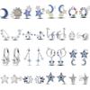 925 Silver Fashion Starry Moon Sun Series Stud Earring Zircon For Women Exquisite Daily Wear Jewelry Accessories Gifts