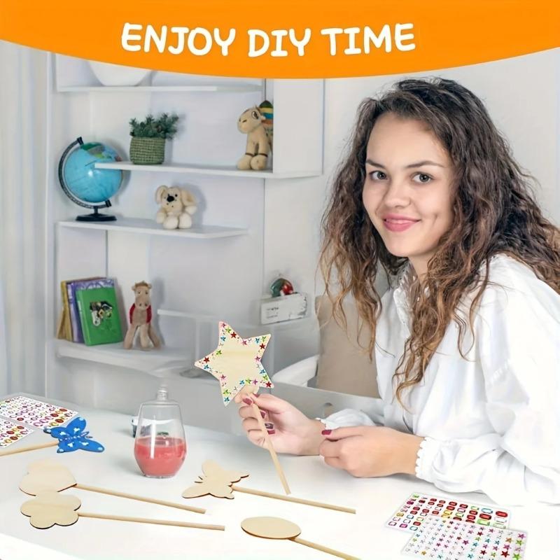 Top Quality Princess Magic Wand Craft Kit DIY Wooden Painting Art Supplies Unique Styles for Birthday Parties Handmade Craft Kit