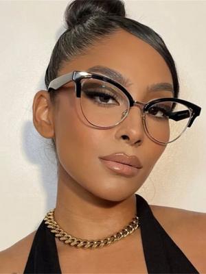 Gafas de vista lisas con forma de ojo de gato de moda para mujer Montura de PC Gafas para fiesta Gafas con montura metálica media Lentes transparentes
