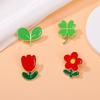 Cute Cartoon Four-Leaf Clover & Red Flower Metal Badge - Fresh Style Accessory for Clothing, Book Bags & More