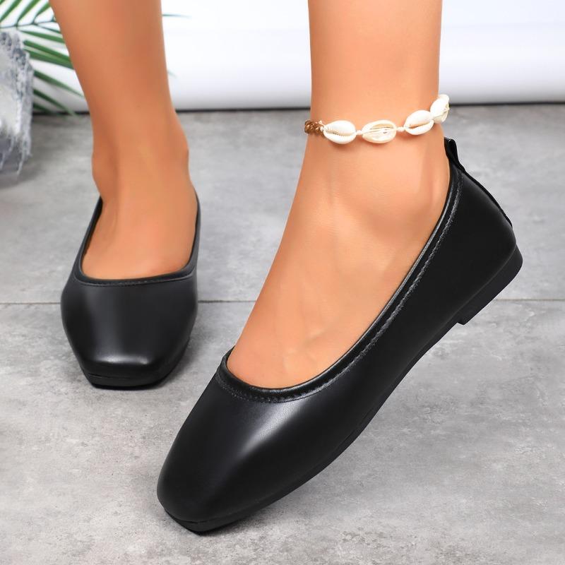 Fashion Simple Leather Single Shoes Women 2025 Spring and Autumn Fashionable Comfortable Flat Shoes Women Black Breathable Sneakers