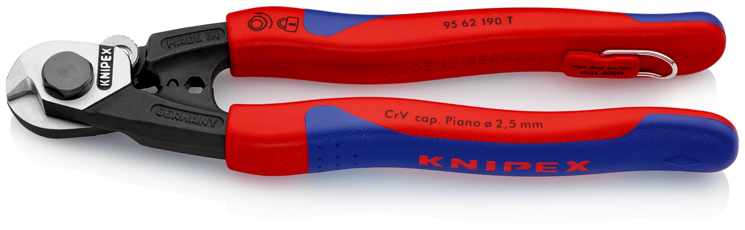 

KNIPEX Канатный резак Предотвращение падений 9562-190TBK (BK)