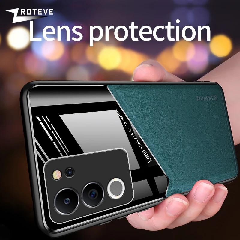 VivoV29 Pro Case PU Leather Car Magnetic Hard PC Cover For Vivo V29 Lite V29E V29Lite V27 V27E VivoV27 VivoV29E 5G Cases