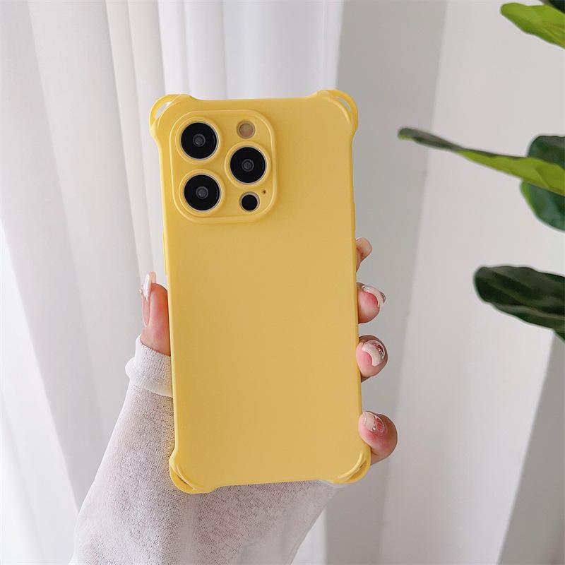 Solid color four corners anti-drop, suitable for Apple 14 mobile phone case integrated lanyard iPhone13 silicone 12promax soft case