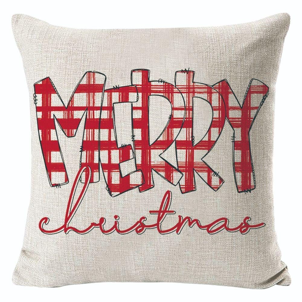New Christmas Linen Pillow Cover Simple Sofa Pillow Home Printed Cushion Cover