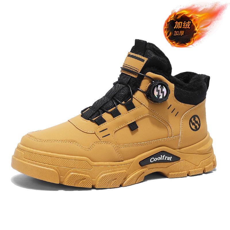 Winter Men's Shoes Velvet High-top Martin Boots Men's Retro Thickened Thermal Cotton Shoes Platform Tooling Short Boots