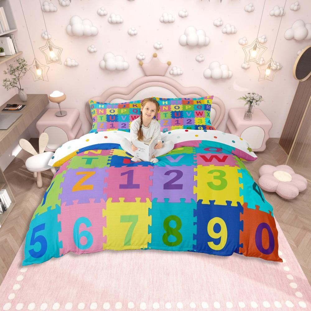 Homewish Kinder Magisches Drachen Bettwäsche-SetPsychedelisches Blau Galaxie Bettwäsche-SetCartoon Westliches Tier Bettwäsche-Set