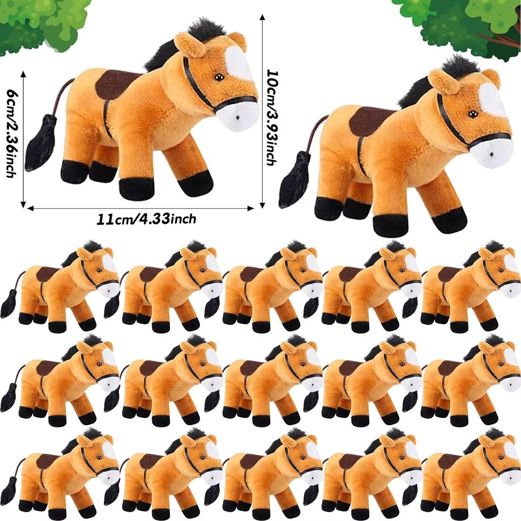 12-120Pcs 4Inch Horse Stuffed Animal Horse Toys Horse Plush Adopt A Horse Party Favor Standing Stuffed Horse Mini Plush Birthday