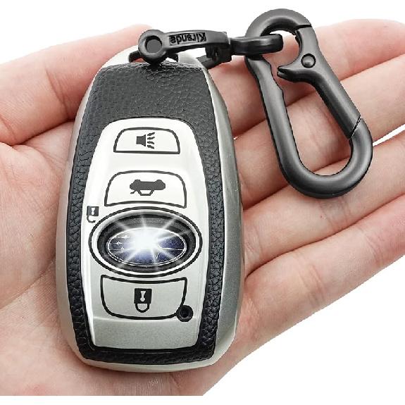 For Subaru Key Fob Cover Case With Keychain,Texture Soft TPU Key Case/Skin,4-Buttons Fit BRZ Legacy Outback Ascent Crosstrek Forester WRX Remote Key