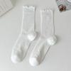 Sweet Solid Color Mesh Mid Tube Socks Lace Ballet Style Lolita Socks Hollow Out Ultra-thin Ultra-thin Socks JK