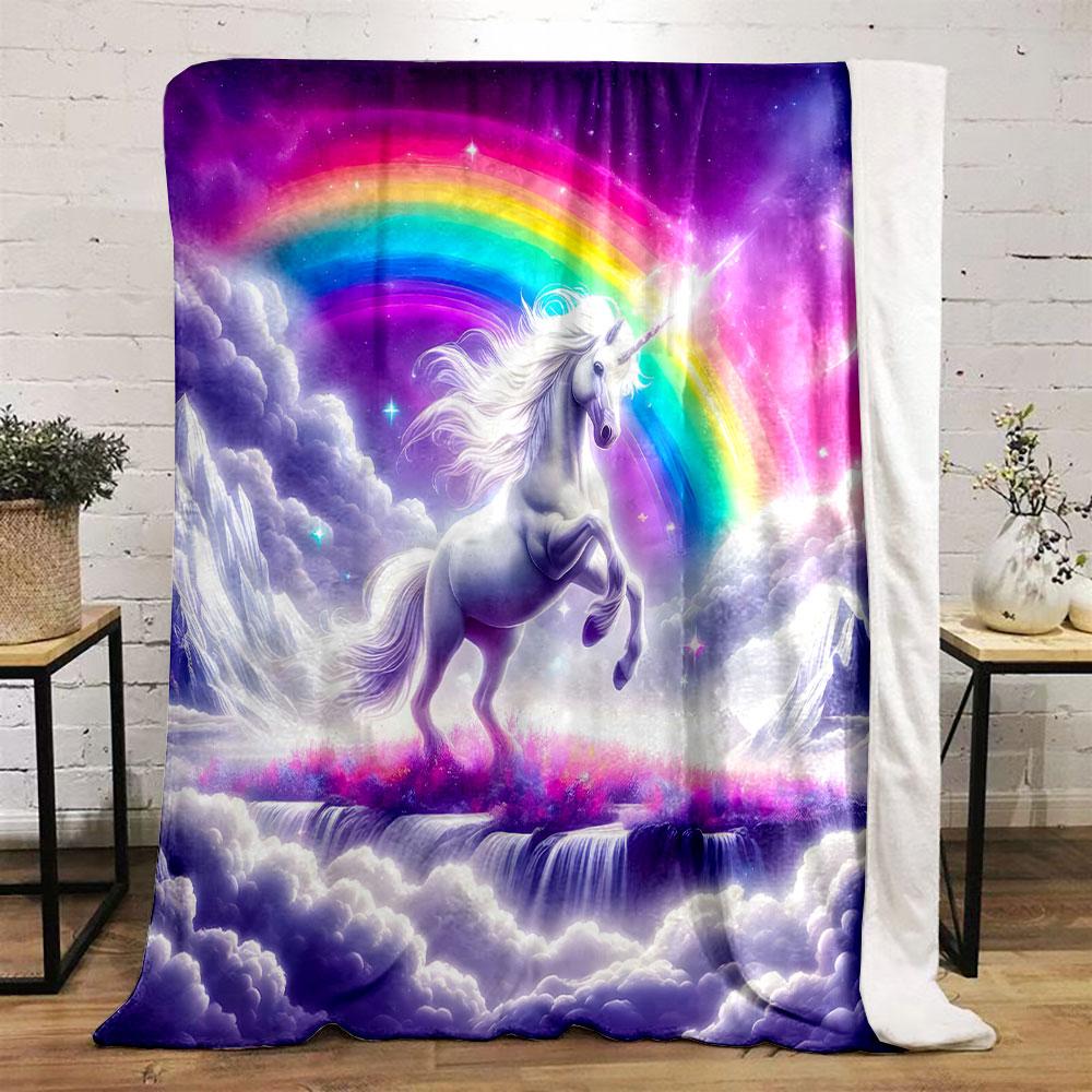 Majestic Unicorn and Rainbow Fantasy print blanket soft and cozy perfect for the living room bed sofa or a nap,gift