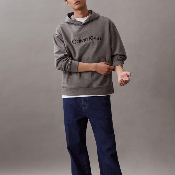 Calvin Klein Fashionable Pure Cotton Simple Versatile Embroidered Letter Hoodie Men Hoodies Gray 40HM231-030