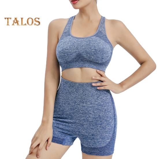 

Женский спортивный костюм из 2 предметов, жилет без рукавов с пуш-апом и нагрудными накладками, бесшовные быстросохнущие шорты с высокой талией, спортивная одежда для йоги, фитнеса, повседневная одежда L синий