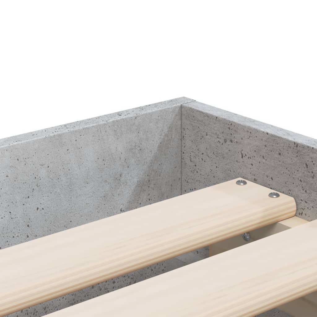 Bed Frame with Drawers Concrete Grey 75x190 cm Engineered Wood