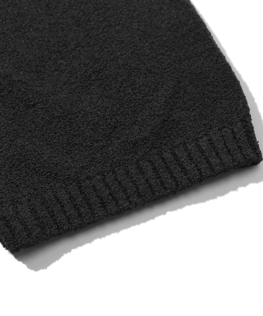 TRILLION Washable Boucle Collar Short Sleeve Knit (Pure Black)