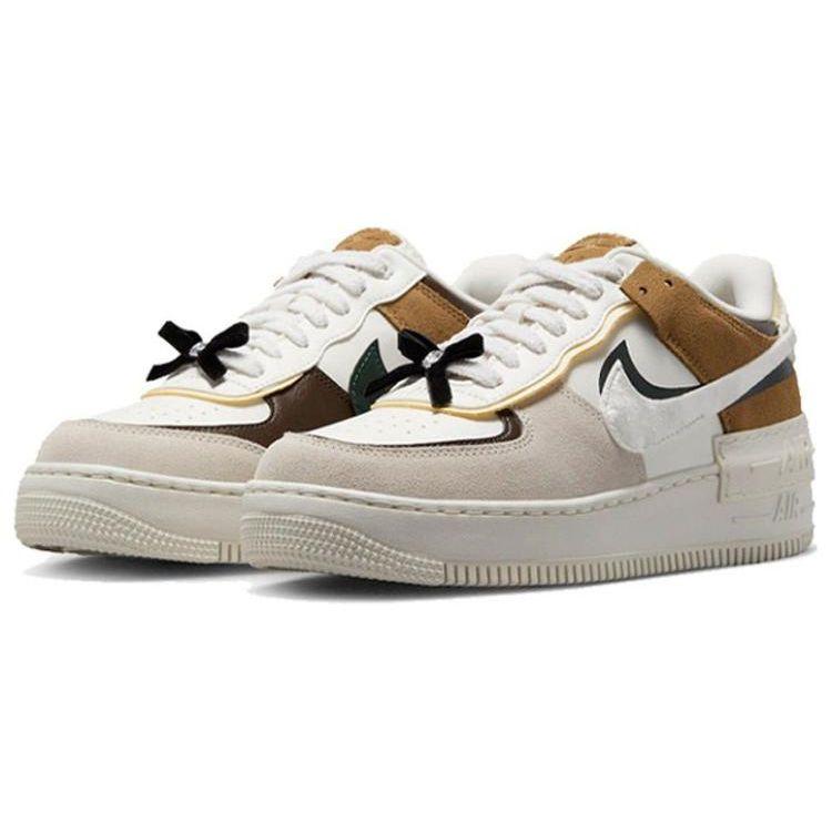 Nike Air Force 1 Shadow Bling Women Sneakers Cream Sail Dark-Driftwood FB1857-111