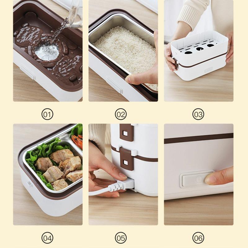 Electric Heating Lunch Box , Food Heater Container  0.8L Home Office Capacity  ,0.8L PP Stainless Steel Double Layer Food Warmer
