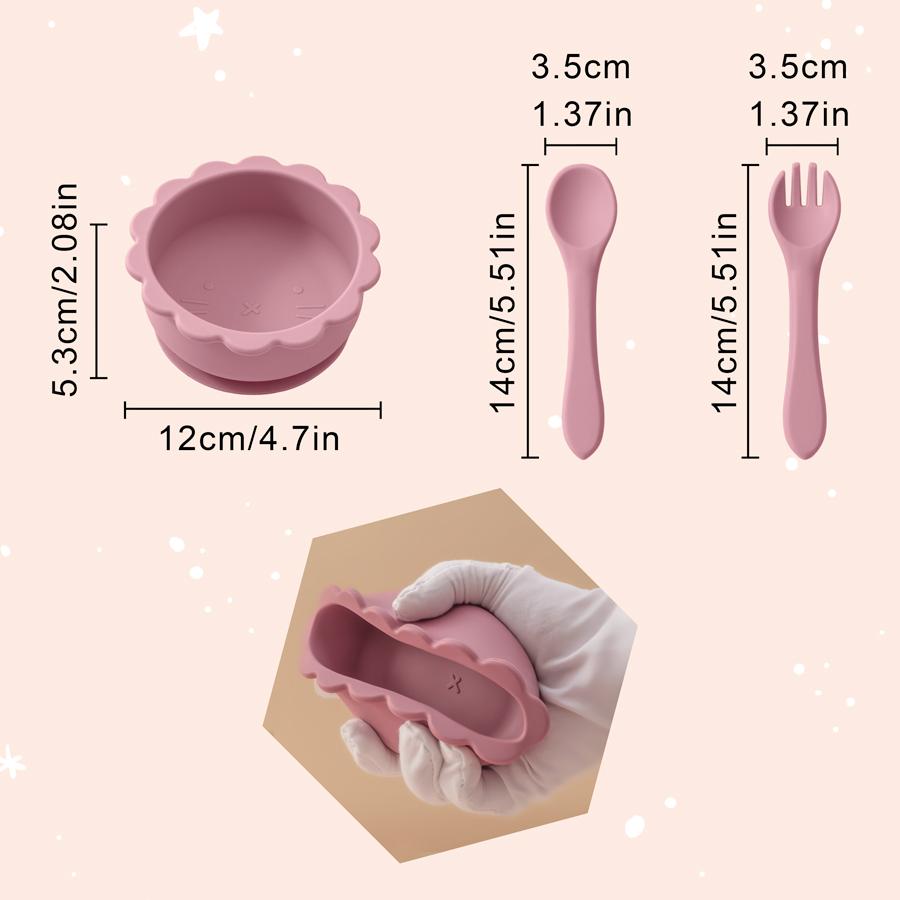 Color Kids Silicone Baby Feeding Bowl Silicone Dishes For Kids Waterproof Spoon Non-Slip Crockery Bowl Children's Tableware