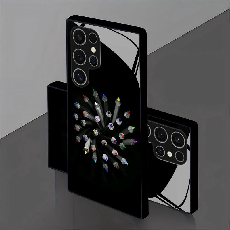 Colorful Pencil Radiating Pattern 2D Phone Case for Samsung S26 S25 S24 S23 S22 S21 S20 A56 A36 A16 - Glass Protective Cover