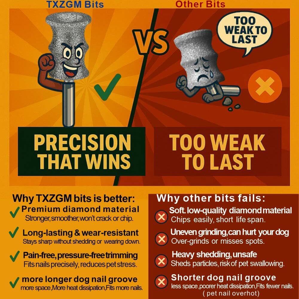 Fit Dremel Dog Nail Grinder Attachment - Diamond Bits & Replacement Heads for 7350 & 7760, Refills Tips for Thick Nails Grooming, Safe Grinding Pets