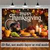 2D Flat Party Backdrop Banner - Thanksgiving Celebration Design, Large Polyester Wall Hanging Photo Background