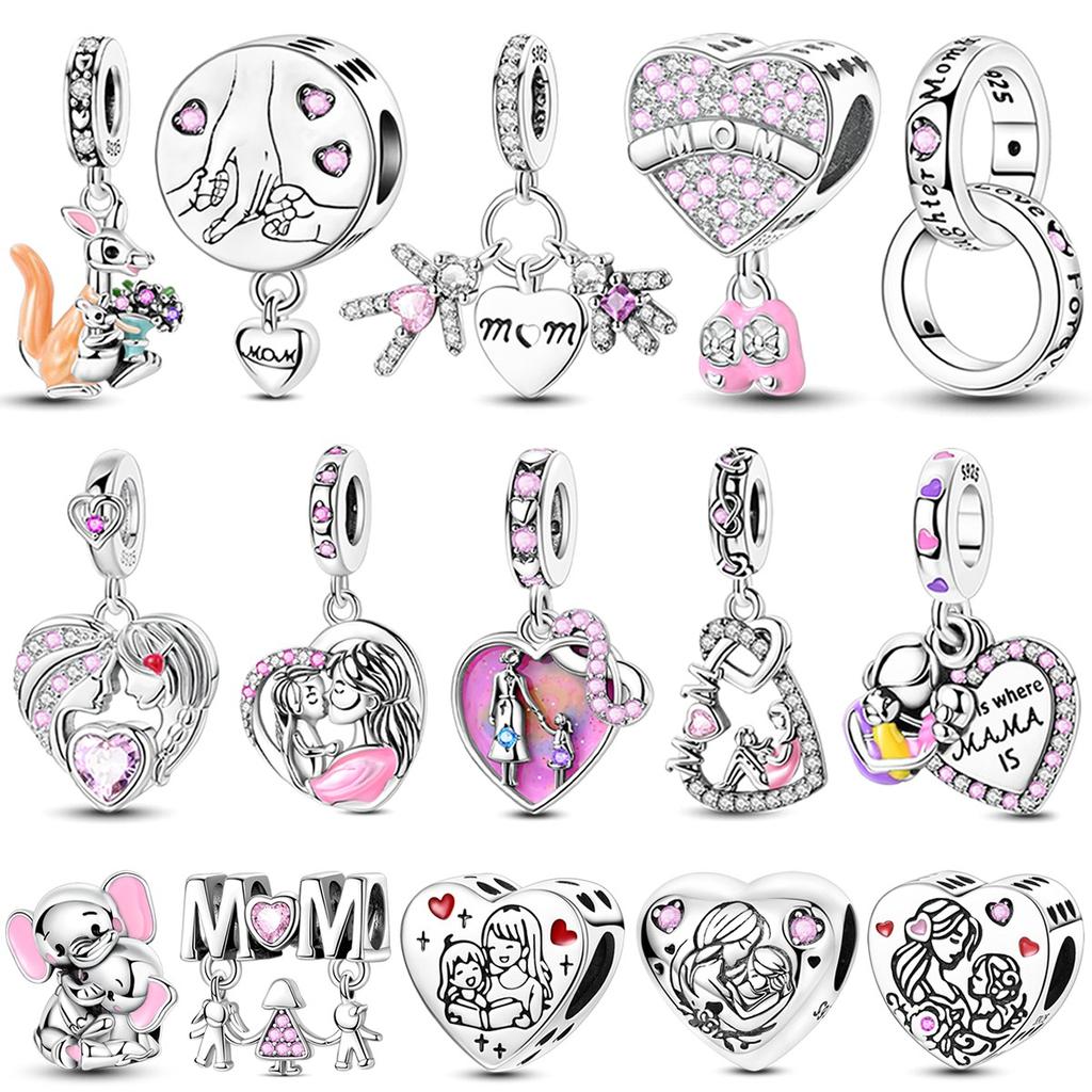 Copper Mother'S Gift Charm Bead Mom Love Happy Family Dangle Original Accessories Bracelets Necklace Diy Jewelry